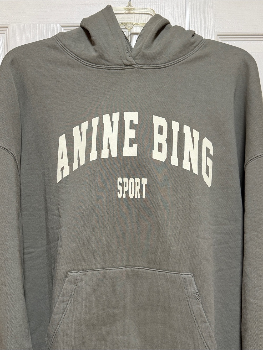💗NWT Anine Bing Harvey Hooded Sweatshirt in Olive Size - Size Large - Picture 4 of 11